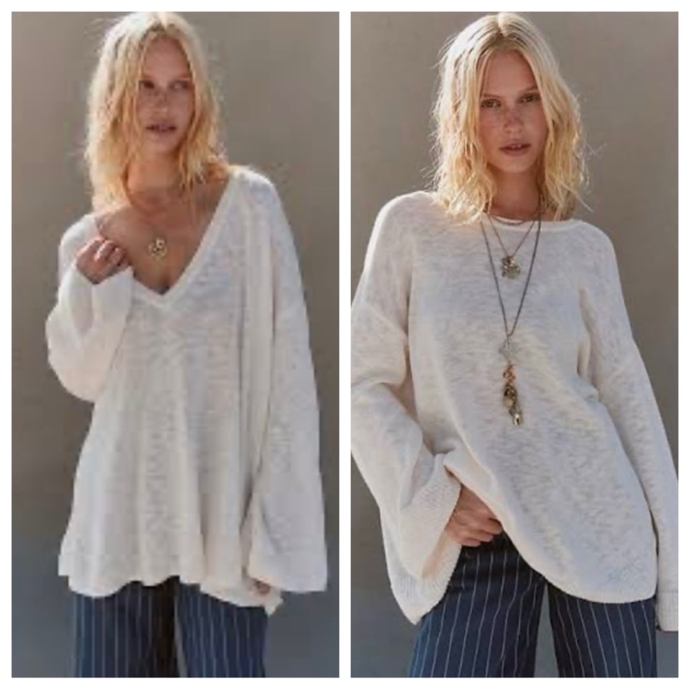 Free People Free-est Isadora Reversible Sweater Tunic in White, Small, NWT
